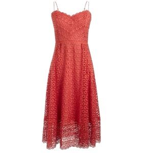 J.Crew Eyelet Lace Dress - Size 10P - Bright Coral - NWT